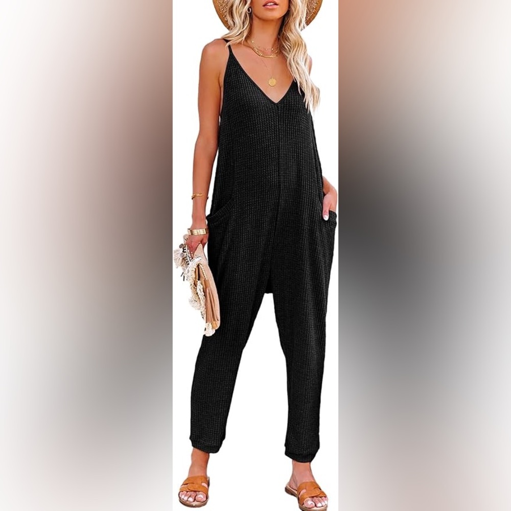 Loose Spaghetti Strap Overalls with Pockets